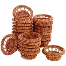 Mini Woven Baskets for Treats and Decor (Brown, 3.1 x 1.2 Inches, 24 Pack) Bright Creations
