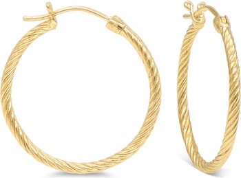 Серьги-кольца диаметром 30 мм с витым кабелем из стерлингового серебра 18 карат с покрытием из золота 18 карат DEVATA