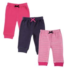 Luvable Friends Baby and Toddler Girl Cotton Pants 3pk, Pink Luvable Friends