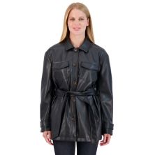 Женская куртка-рубашка из искусственной кожи с поясом Sebby Collection Sebby Collection