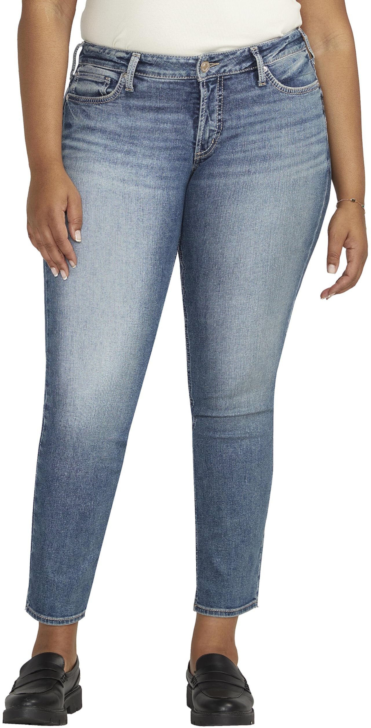 Прямые джинсы Britt с низкой посадкой больших размеров W90410EPX316 Silver Jeans Co.
