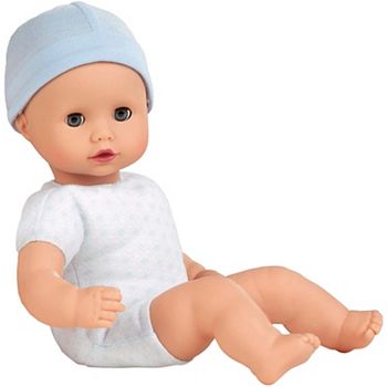 Gotz Muffin to Dress 13" Soft Cloth/Vinyl Baby Doll in Blue with Blue Sleeping Eyes Gotz