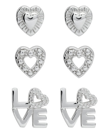 Серьги-гвоздики для детей Hearts - комплект из 3-х стерлингового серебра Rhona Sutton