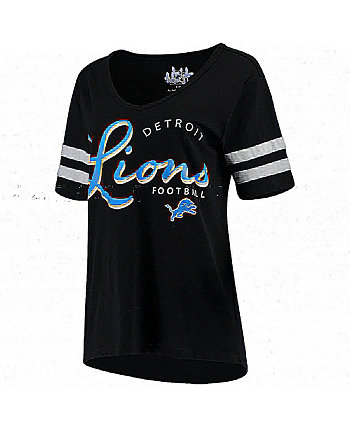 Черная женская футболка Detroit Lions Triple Play с v-образным вырезом Touch