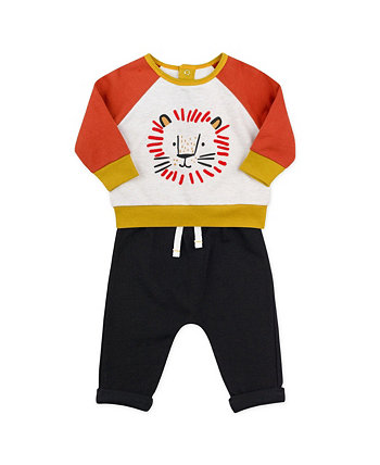 Хлопковый топ и штаны со львом для новорожденных мальчиков, комплект из 2 предметов Mac & Moon