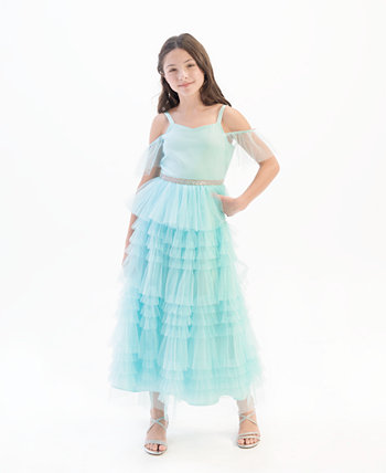 Многоярусное вечернее платье с открытыми плечами для больших девочек Rare Editions