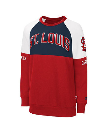 Женский красный, темно-синий пуловер с капюшоном St. Louis Cardinals Baseline с регланами Starter