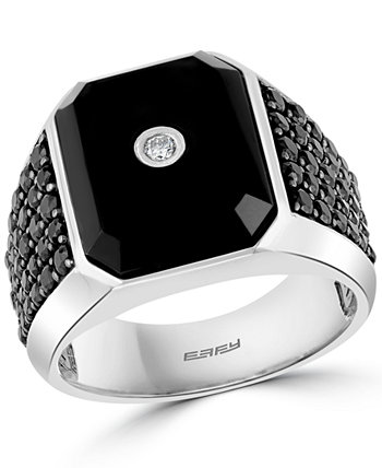 Мужское кольцо EFFY® с ониксом, черной шпинелью и бриллиантом (вес 1/20 карата) из стерлингового серебра EFFY Collection
