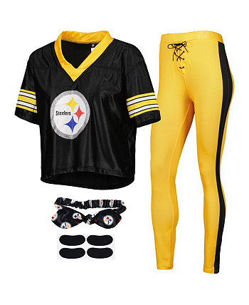 Женский черный спортивный костюм Pittsburgh Steelers Game Day Sleep Set Jerry Leigh