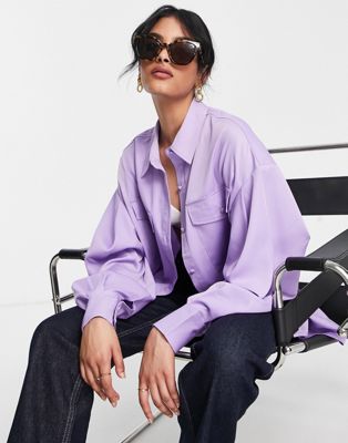 Extro & Vert pleated oversized shirt in purple Extro & Vert