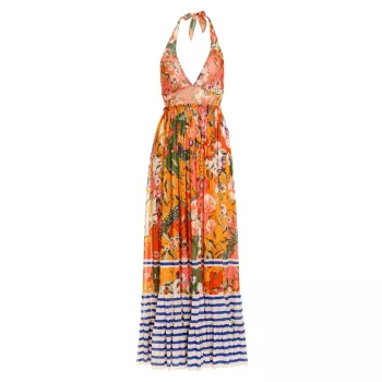 Returning To The Roots Ashley Seed Jersey Mesh Maxi Dress Agua Bendita