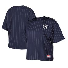 Women's New Era Navy New York Yankees Boxy Pinstripe T-Shirt New Era