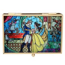 Принцесса Диснея Красавица и чудовище Белль и принц Витражная шкатулка для драгоценностей Disney