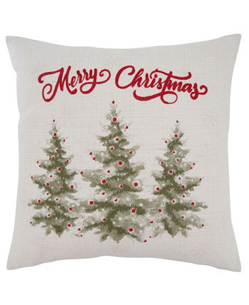 Декоративная подушка Merry Christmas Trees, 18 x 18 дюймов Saro