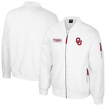 Мужская бомбер-куртка Colosseum Oklahoma Sooners White Rabbit с полной застёжкой и вышивкой логотипа Colosseum