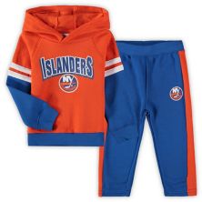 Пуловер с капюшоном и принтом реглан для малышей Orange/Royal New York Islanders Miracle On Ice; Комплект брюк Outerstuff