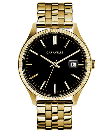 Мужские золотые часы-браслет из нержавеющей стали 41мм Caravelle