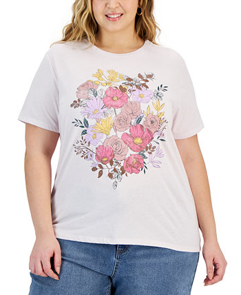 Модная футболка больших размеров с цветочным графическим принтом Rebellious One