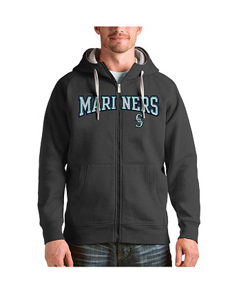 Мужское Худи Antigua Charcoal Seattle Mariners Team Logo Victory Full-Zip Antigua