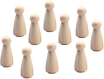 Hygloss Products Wood Peg Dolls – Craft Paintable Birchwood Doll People – Assorted Family, 10 Pieces (8560) Hygloss