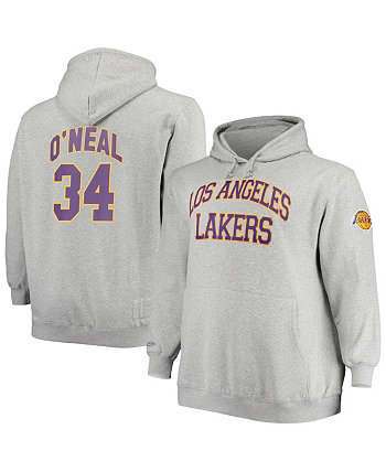 Мужская толстовка с капюшоном Shaquille O'Neal Heather Grey Los Angeles Lakers Big and Tall Name & Number Mitchell & Ness