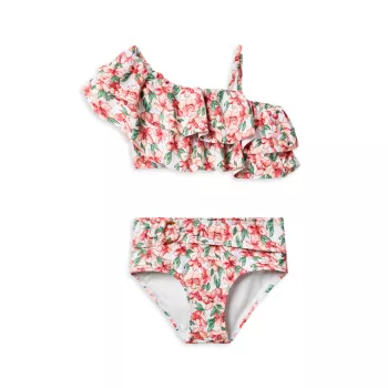 Little Girl's &amp; Girl's Floral Ruffle-Trimmed Two-Piece Swimsuit Janie and Jack