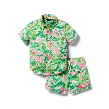 Little Boy's &amp; Рубашка с цветочным принтом для мальчиков и amp; Комплект шорт Janie and Jack