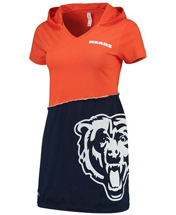 Женское оранжевое, темно-синее мини-платье с капюшоном Chicago Bears Refried Apparel