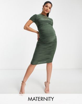 Облегающее платье миди цвета хаки Missguided Maternity Missguided