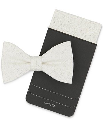Men's Lurex Floral Bow Tie & Pocket Square Set Tallia