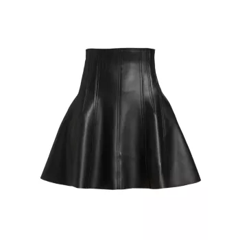 Grace Pleated Vegan Leather Miniskirt Norma Kamali
