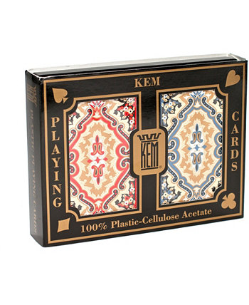 KEM Игральные карты - Пейсли, красный и сине-узкий джамбо US Playing Card Company
