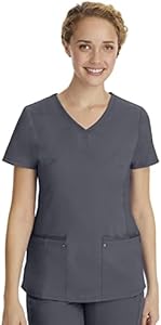 Healing Hands Women's Scrub Top V-Neck with 2 Pockets, 2-Way Stretch, and Yoga Knit Side Panels for Slim Fit 2245 Healing Hands