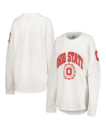 Женская белая футболка с длинным рукавом Ohio State Buckeyes Edith Pressbox
