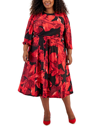 Плюс размер блестящее трикотажное платье с цветочным принтом Kasper
