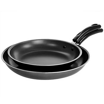 Gibson Everyday Highberry 2 Piece 12in and 10in Frying Pan Set in Metallic Grey Gibson Everyday