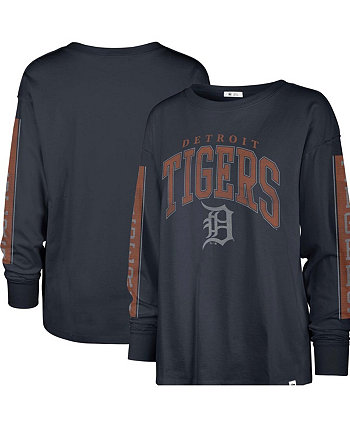 Женская темно-синяя футболка Detroit Tigers с длинным рукавом '47 Brand