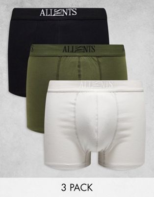 Комплект хлопковых плавок AllSaints из трех цветов: черного, зеленого и кремового белого цвета AllSaints