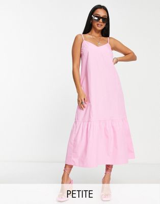 Ярко-розовое ярусное платье макси-комбинация River Island Petite River Island Petite