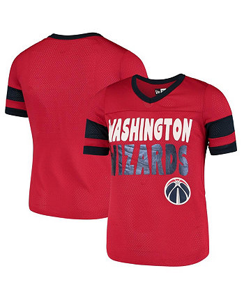 Красная футболка из сетчатого джерси с V-образным вырезом Big Girls Washington Wizards New Era