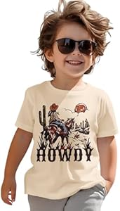 Howdy Shirts Toddler Baby Boys Rodeo Cowboy T-Shirt Western Retro Graphic Summer Tees Short Sleeve Tops Ag Aguu