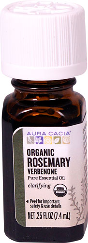 Органическое чистое эфирное масло розмарина вербенона Aura Cacia -- 0,25 жидких унций Aura Cacia