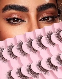 Short Lashes Natural Look Wispy False Eyelashes C Curl Fake Lashes Volume Mink Lashes 10mm Eye Lashes Pack Cute False Lashes 32-4EVA Jiocolor