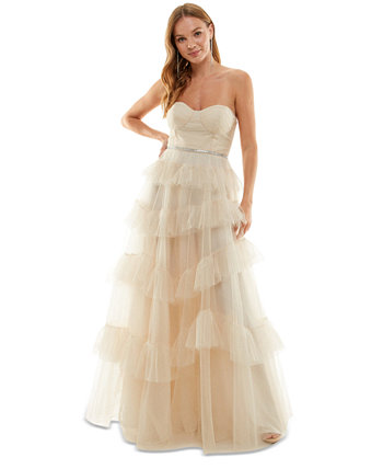 Juniors' Ruffled Tiered Strapless Gown, Created for Macy's Say Yes to the Prom