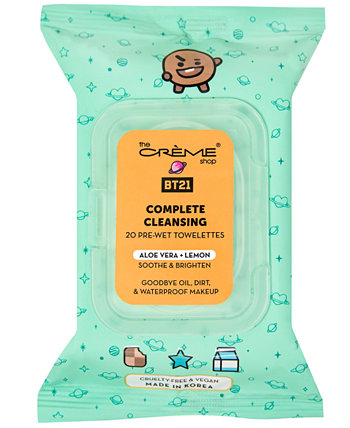 BT21 Shooky Soothe & Brighten Complete Cleansing Towelettes, 20 штук The Creme Shop