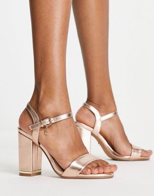 Office Hailey block heeled sandals in rose gold Office