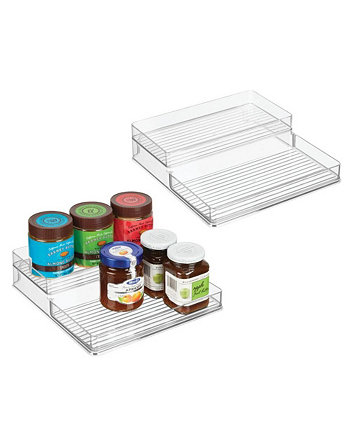 Пластиковые многоярусные кухонные полки для хранения продуктов, упаковка из 2 штук — прозрачные MDesign