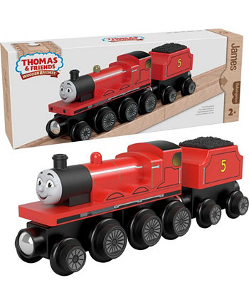Деревянная железная дорога Томас и его друзья, паровоз Джеймса и угольный вагон Fisher-Price