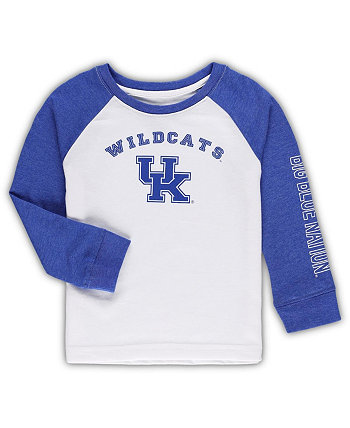 Белая футболка Kentucky Wildcats Two-Hit реглан для мальчиков и девочек для малышей с длинными рукавами Colosseum