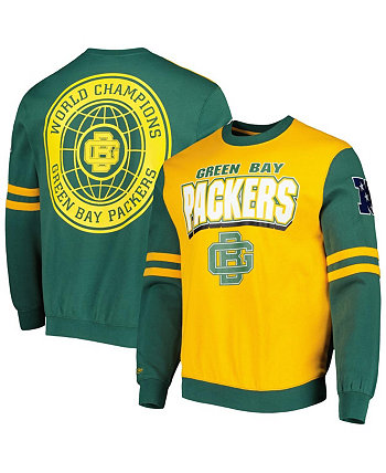 Мужской золотой пуловер Green Bay Packers All Over 2.0 свитшот Mitchell & Ness